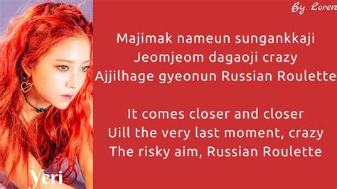 russian roulette lyrics english|Meaning of Red Velvet .